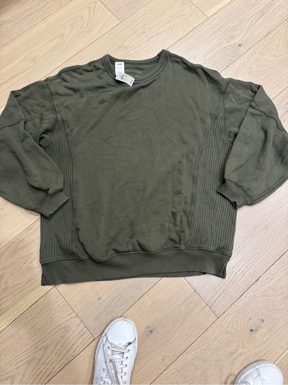 Womens Olive Green Crewneck french terry oversized top